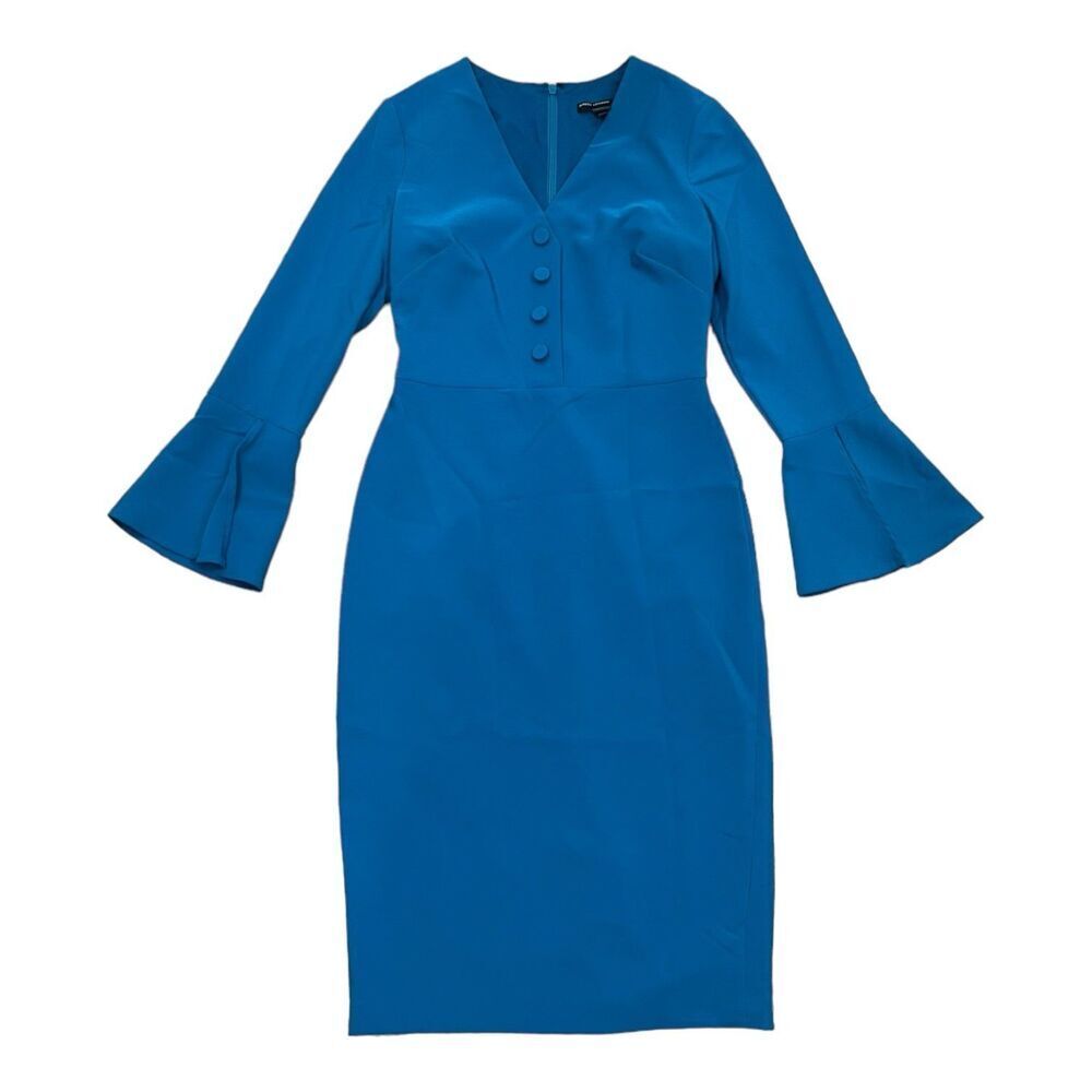 Maggy London Teal Bell Sleeve Midi Dress 2